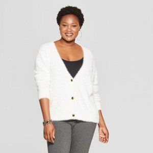 Fuzzy Button Front Cardigan